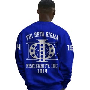 Phi Beta Sigma 1914 Suéter de punto acrílico Chenille Letras griegas Fraternidad Ropa Azul Sigma Suéter Sigma Beta Regalo - Product Image 6