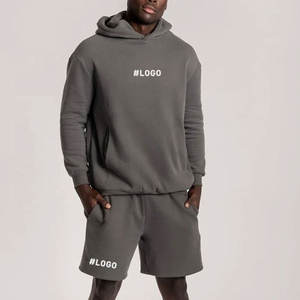 Ensemble de survêtement unisexe d'hiver à prix abordable, couleurs personnalisées, séchage rapide, 340g, comprenant un sweat à capuche et un short, idéal pour le jogging - Product Image 1