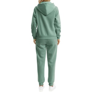Todo venta al por mayor personalizado peso pesado 100% algodón Color sólido pulóver chándal conjunto Unisex liso Sudadera con capucha Jogger para mujer - Product Image 2