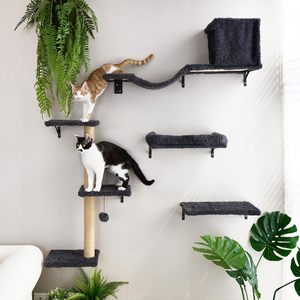 5-in-1 Modern Gray Drywall 16\" <b>Cat</b> Wall Furniture Set Space-Saving <b>Cat</b> <b>Tree</b> Scratching Posts Bed Sofa Perch - Product Image 3