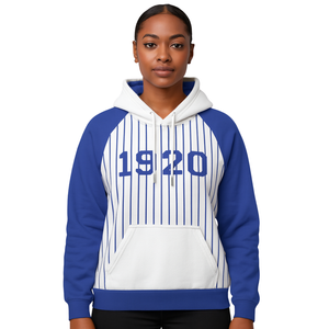 1920ปีที่ก่อตั้ง Zeta Phi เบต้าสีขาวร่างกายสีฟ้า Raglan pinstripes เสื้อสวมหัวมีฮู้ดเสื้อผ้าสโมสรที่กำหนดเองศักดิ์สิทธิ์เก้า hbcu - Product Image 1