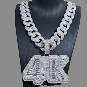 Collar de Plata de Ley 925 de Alta Calidad Personalizado con Colgante de Rapero Cultivado en Laboratorio, Joyería Hip Hop, Colgante de Moda con Incrustaciones de Diamantes, Chapado en Oro GRA - Product Image 4