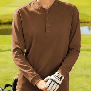 <b>Women's</b> Cotton <b>Henley</b> T-<b>Shirts</b> Long Sleeves Button Front Solid Colors-Casual Street Style Golf Fashion Plus Size Autumn - Product Image 1