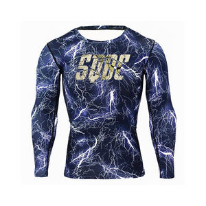 เสื้อแรชการ์ดแขนสั้นผู้ชายสีเขียวลายพรางระบาย BJJ MMA ชุดป้องกันผื่นสำหรับฟิตเนส - Product Image 2