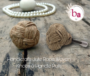 งานหัตถกรรมอุตสาหกรรมเชือกปอลูกบิดประตูลิ้นชักตู้ที่จับดึงสำหรับห้องนอนห้องครัวห้องนั่งเล่นห้องรับประทานอาหาร - Product Image 2