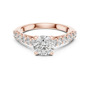 แหวนหยดน้ำเพชรทรงกลมสีเหลืองทอง 14K สำหรับผู้หญิง |   ชุดทำงาน |   เพชรที่เพาะเลี้ยงใหม่ - Product Image 3