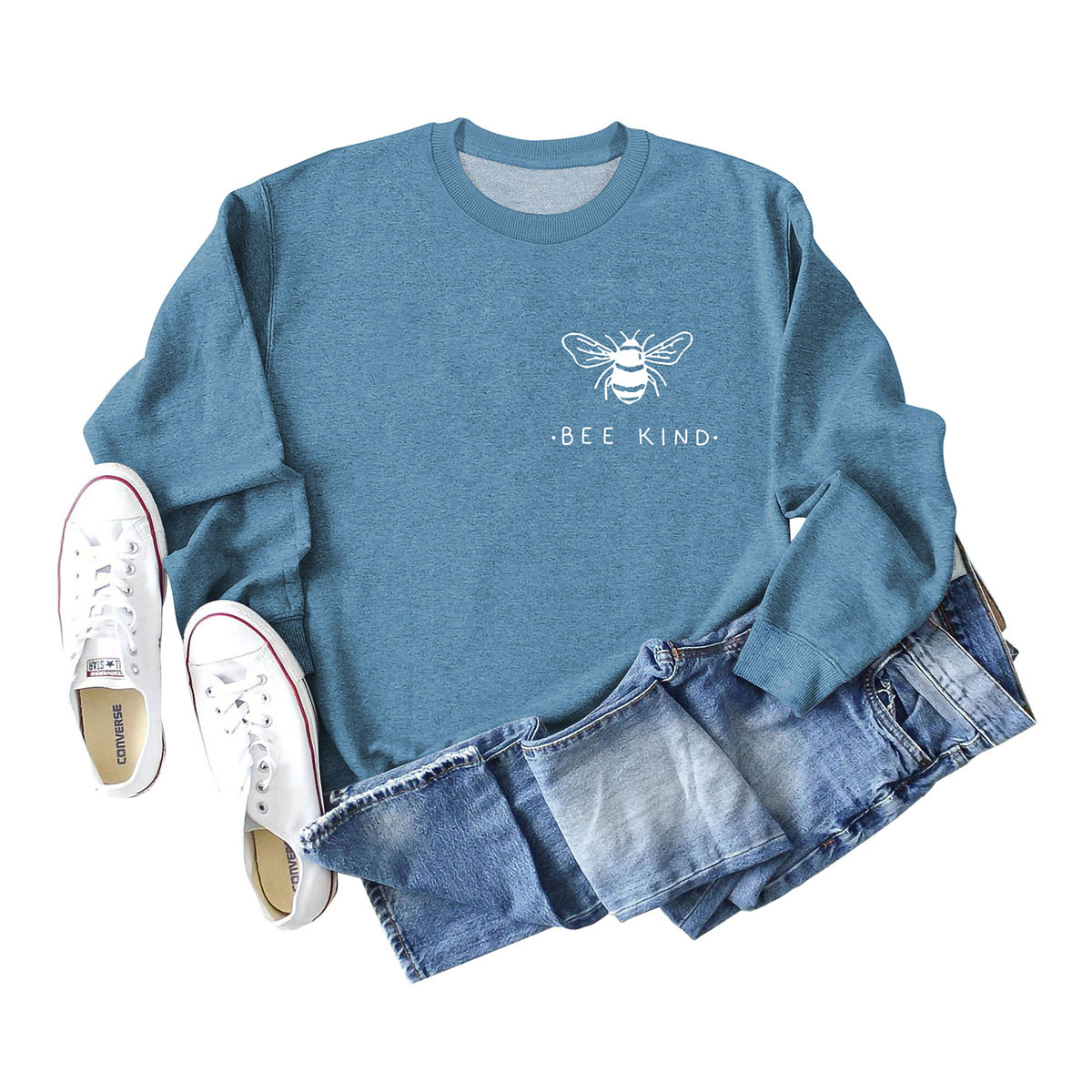 Blue sweatshirt (white font) printed on the chest