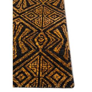 Alfombra de Lana y Seda de Bambú Tejida a Mano con Patrón Geométrico Azalea para Sala de Estar o Pasillo, Modelo Rectangular LRB-1695 - Product Image 4