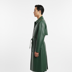 Abrigo de Cuero Estilo Urbano para Hombre, Proveedor de Fábrica OEM, Venta al por Mayor, Abrigo Largo Personalizado, Prenda Exterior de Moda Elegante de Algodón - Product Image 4