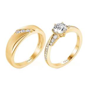 Jeulia Classic Twist Gold Matching Wedding <b>Couple</b> <b>Rings</b> <b>Set</b> - Product Image 2