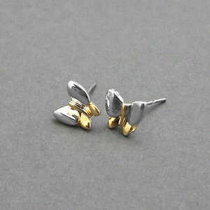 Urthn Boucles d'oreilles fines assorties à motif papillon plaqué 2 tons 1310713 - Product Image 1