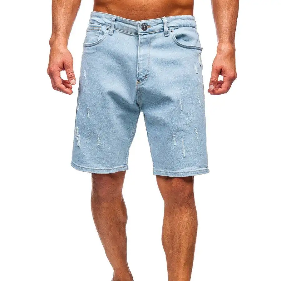 Solid color best design denim jeans shorts slim fit stylish best design breathable quick dry jeans shorts for men's wholesale