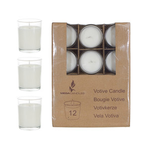 CGA107-W - 2.5 Prefilled Medium Glass Votive <b>Candle</b> - White - Product Image 1