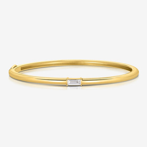 Luckyjiu Tùy Chỉnh Nhà Kim hoàn Không Thấm Nước Không Dị ứng 18K Vàng Mạ Phụ Nữ Tinh Tế Lấp lánh <span class=keywords><strong>CZ</strong></span> Baguette Mây <span class=keywords><strong>Bangle</strong></span> Vòng Đeo Tay - Product Image 3