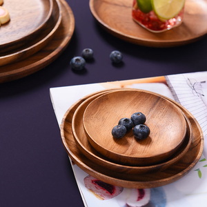 Assiette à steak ronde en bois faite à la main, écologique et durable, motif moderne, logo laser, pour fêtes et cafés - Product Image 5