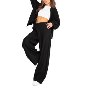 En gros personnalisé femmes survêtement coton polaire 2 pièces ensemble femmes sweat à capuche zippé survêtement 2026 - Product Image 1