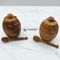 Pot à miel en bois élégant de qualité supérieure, écologique, compatible lave-vaisselle, léger, avec couvercle à rabat, fabriqué à la main pour la cuisine