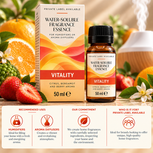 Essence soluble dans l'eau OEM Vitality 50ml |   Diffuseur d'arômes Orange Bergamote Fraise |   Marque privée Espagne - Product Image 3
