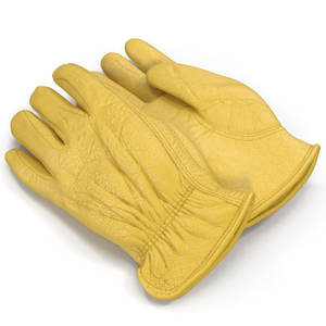 Gants de sécurité en cuir respirants à doigts entiers pour adultes, couleur jaune - Product Image 1