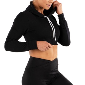 Sudadera con capucha corta de alta calidad para mujer con gimnasio Crop Sexy Ladies Sweatshirt para invierno Precio de logotipo personalizado - Product Image 1