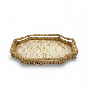 Plateau en nacre avec bord en jacinthe d'eau pour la présentation sur table, le service de nourriture et la décoration intérieure en provenance du Vietnam - Product Image 1