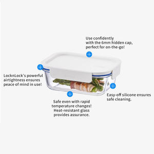 [LocknLock] High Quality Glass Easy Cleaning Airtight Food <b>Container</b> for Kitchen <b>CLEAR</b> Rectangle Dishwasher Safe BPA Free 750ML - Product Image 3
