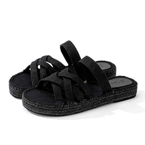 Sandales pour femmes OEM ODM, pantoufles plates, empeigne croisée, semelle tressée en EVA/jute, chaussures décontractées, chaussures pour dames, fabriquées en BD - Product Image 3