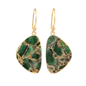 Mohave – boucles d'oreilles à crochet en cuivre émeraude Turquoise, boucles d'oreilles en plaqué or 24k, fil d'oreille, boucles d'oreilles fantaisie pour déclaration, nouvelle collection - Product Image 1