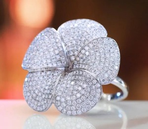 Moissanite personalizado para mujer, flor de plata esterlina, compromiso y banda de boda, incrustaciones de diamantes cortados para regalo de fiesta para ella - Product Image 4