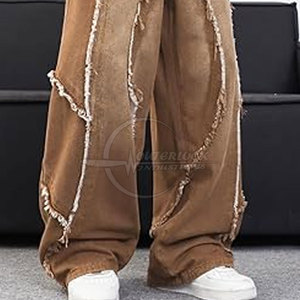Ropa de calle de talla grande 2025 para hombre, pantalones vaqueros de pierna ancha al por mayor en talla de adulto con logotipo personalizado - Product Image 3