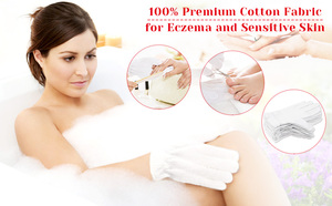 Sarung Tangan Eksim Tangan Pelembap Alami Kapas Putih Premium Bernapas untuk Perawatan Tidur Semalam - Product Image 6