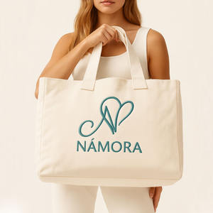 ロゴ印刷付きカスタムオーバーサイズキャンバストートバッグ、再利用可能でエコフレンドリーな食料品ショルダーバッグ、日常、仕事、旅行での使用に最適 - Product Image 1