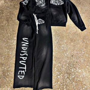 Ensemble de survêtement unisexe de haute qualité 100% coton Streetwear lourd avec logo personnalisé Sweat-shirt Jogging Pantalon de survêtement deux pièces Pantalon évasé - Product Image 6