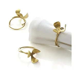 Anel de guardanapo, design maravilhoso anel de metal dourado para festa de casamento jantar louças anel de guardanapo à baixa frequência