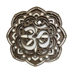 Arte de Pared Colgante Geométrico 3D Om Mandala, Estilo Art Deco, Madera Natural, Artesanía para Hogar, Oficina y Aniversario - Product Image 1