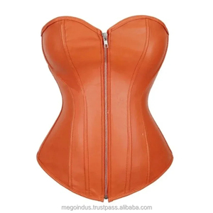 Women's Plus Size Faux Leather <b>Under</b> Bust Corset Gothic Bustier with Rivet Bow Decoration Steampunk <b>Sexy</b> Everyday Body Shaper - Product Image 1