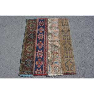 Tapis turc traditionnel rouge noir Vintage 2,8X3,4 pieds Patchwork en latex de laine de grande taille pour le décor de couloir de salon pour les adolescents - Product Image 1