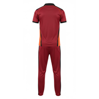 Uniforme de Cricket Sublimado Personalizado al por Mayor para Hombre, Conjunto de Camiseta y Pantalón Transpirable, Diseño Chevron Marrón y Naranja, Secado Rápido