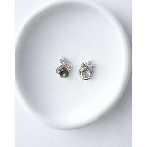 <b>Shell</b> Stud Earrings with Bezel Set Abalone Plant Design - Product Image 2
