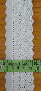 White Eco-Friendly Polyester/Cotton Crocheted Organza Tulle Lace <b>Trim</b> Scalloped Embroidery Schiffli Lace <b>Fabric</b> for Dress - Product Image 5