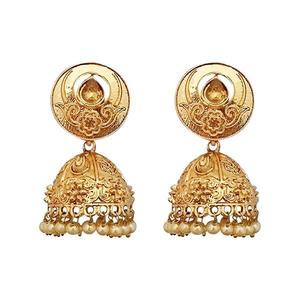 Kriaa Gold Plated Jhumki <b>Earrings</b> <b>Fashion</b> <b>Drop</b> Design 1311343 Model - Product Image 1