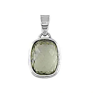 Colgante de Plata 925 con Cuarzo Verde, Engaste de Bisel, Estilo Clásico, Unisex, para Uso Diario - Product Image 1