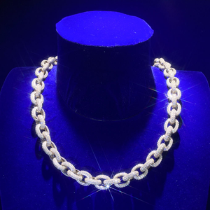 Cadena Cubana Vintage de Plata de Ley 925 de Lujo, con Moissanita, Aspecto de Diamante Completamente Engastado, Alto Brillo, Regalo de Boda, Elegante, Unisex, Moderno - Product Image 3