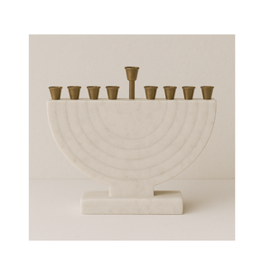Menorá Decorativa de Estilo Moderno con Aspecto de Piedra, Candelabro para Hanukkah, Elegante Estilo Curvo, Decoración Judía para el Hogar, Premium - Product Image 1