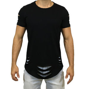 Diseño personalizado desgastado bordado camiseta Vintage Hip Hop camiseta de gran tamaño lavado ácido camiseta para hombres - Product Image 1