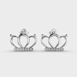 IGI Certified Lab Grown Diamond Crown Stud <b>Earrings</b> Solid 925 Sterling Silver Princess Style Minimalist Diamond <b>Earrings</b> - Product Image 1