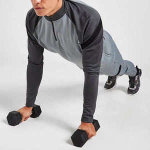 ชุดออกกำลังกายของผู้ชาย,ชุดวอร์มผ้าคอตตอน Haf Zip แบบกำหนดเอง - Product Image 4