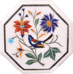 Mesa de comedor de café de mármol con tapa de marquetería, decoración de pared de resina de vidrio ecológica para el hogar, oficina o restaurante, Estilo clásico - Product Image 1