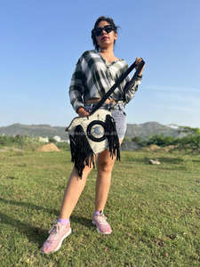 Nouveau Style occidental cheveux sur cacher fourrure daim cuir frange sac haute qualité Boho femmes fourrure cuir Unique moyen Concho frange sacs - Product Image 2