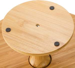 Plato giratorio de pastel de madera, soporte de pastel de 13 pulgadas, mesa rústica giratoria, soporte de Pedestal redondo para cupcakes, bandeja de soporte para pasteles de bambú de granja - Product Image 4